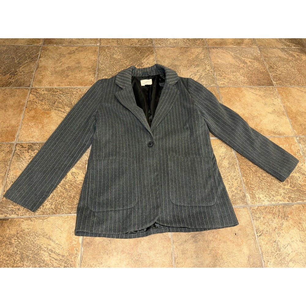 Universal Thread Gray Pinstripe Single Button Blazer Jacket Women Medium